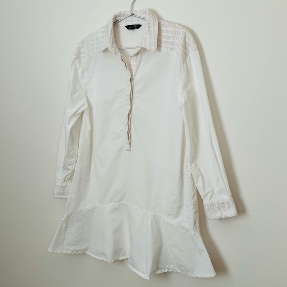 Elliatt white collared shirt dress mini poplin drop waist - Picture 5 of 8
